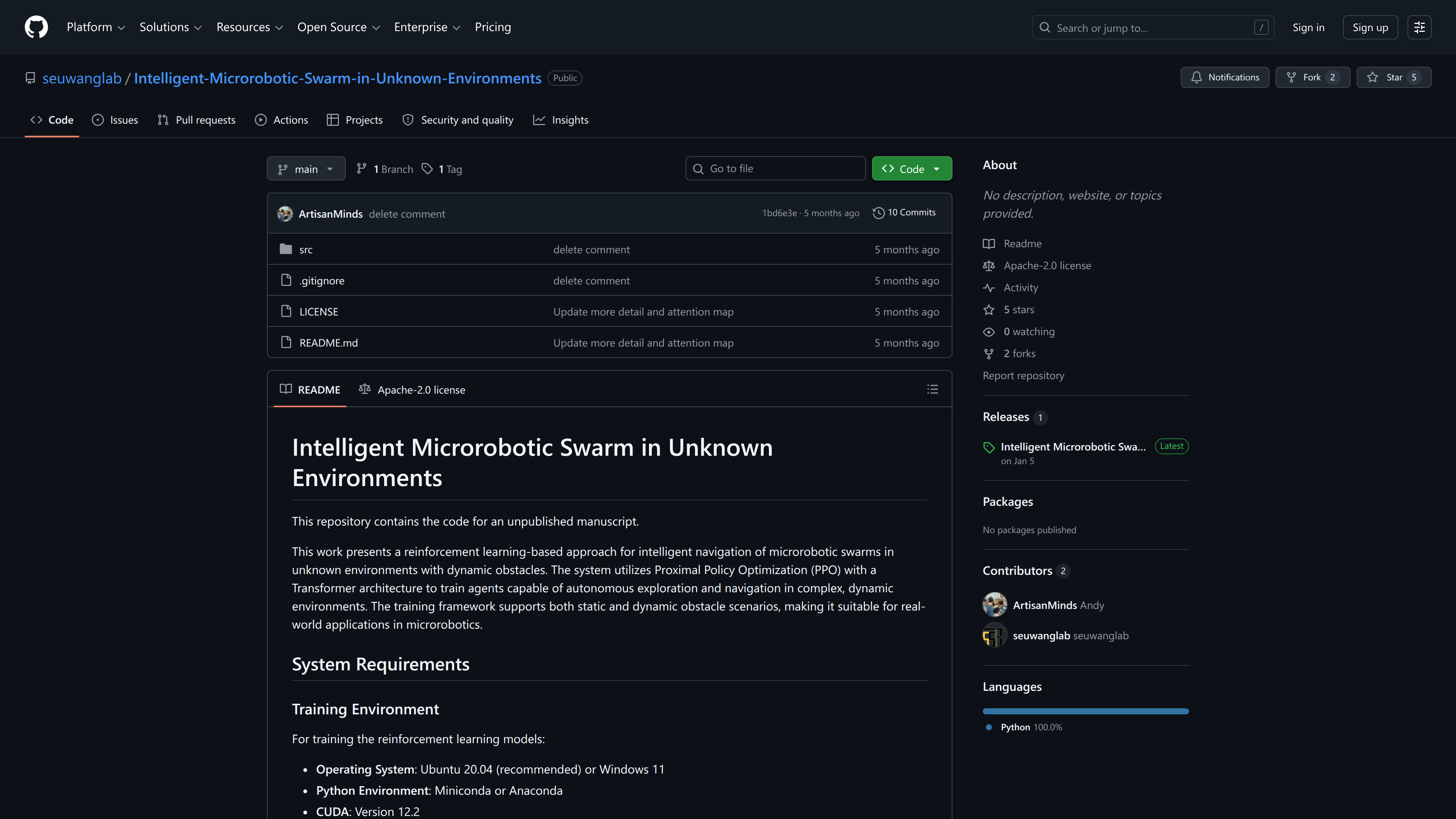 Intelligent Microrobotic Swarm in Unknown Environments