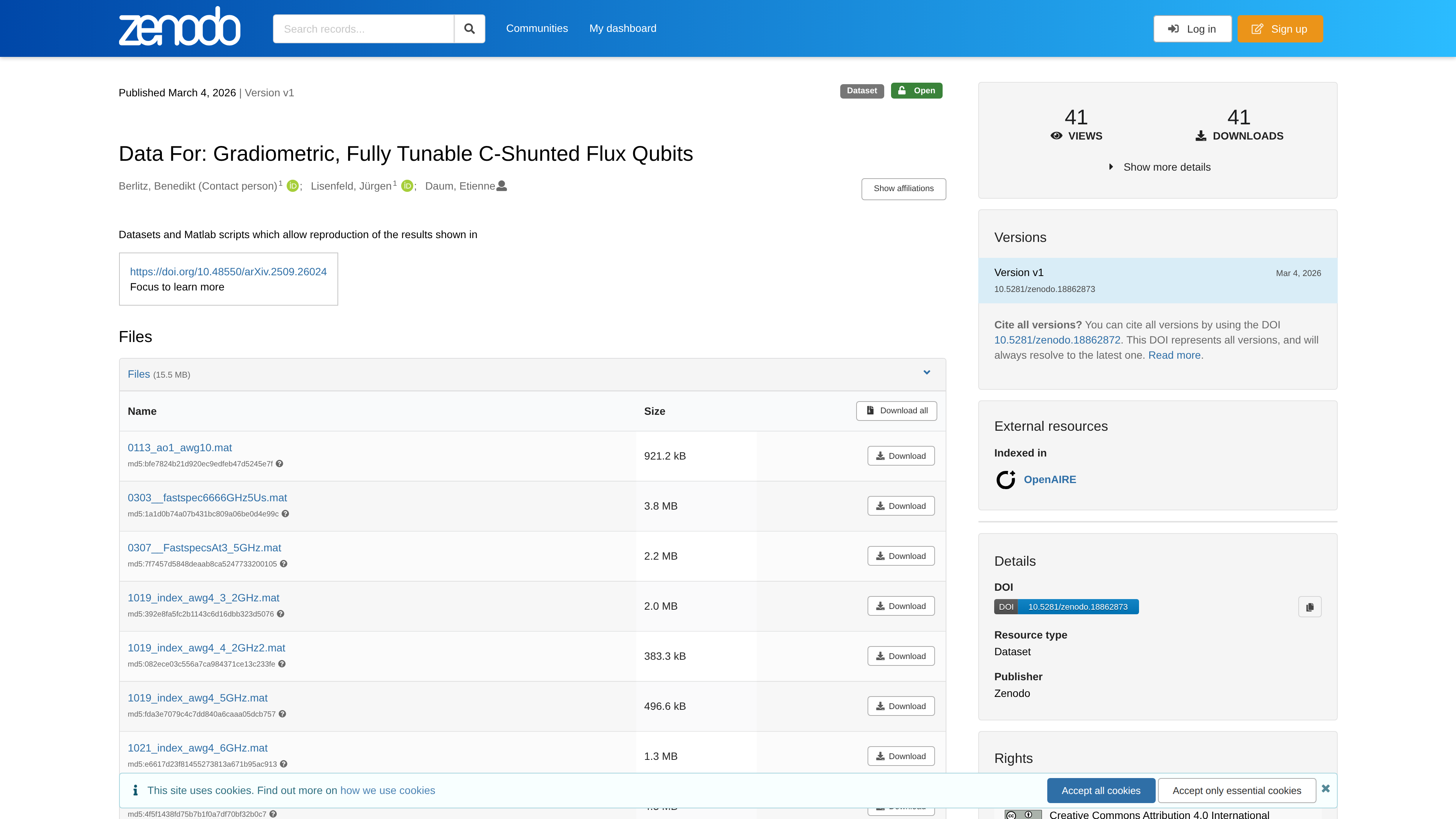 Data For: Gradiometric, Fully Tunable C-Shunted Flux Qubits