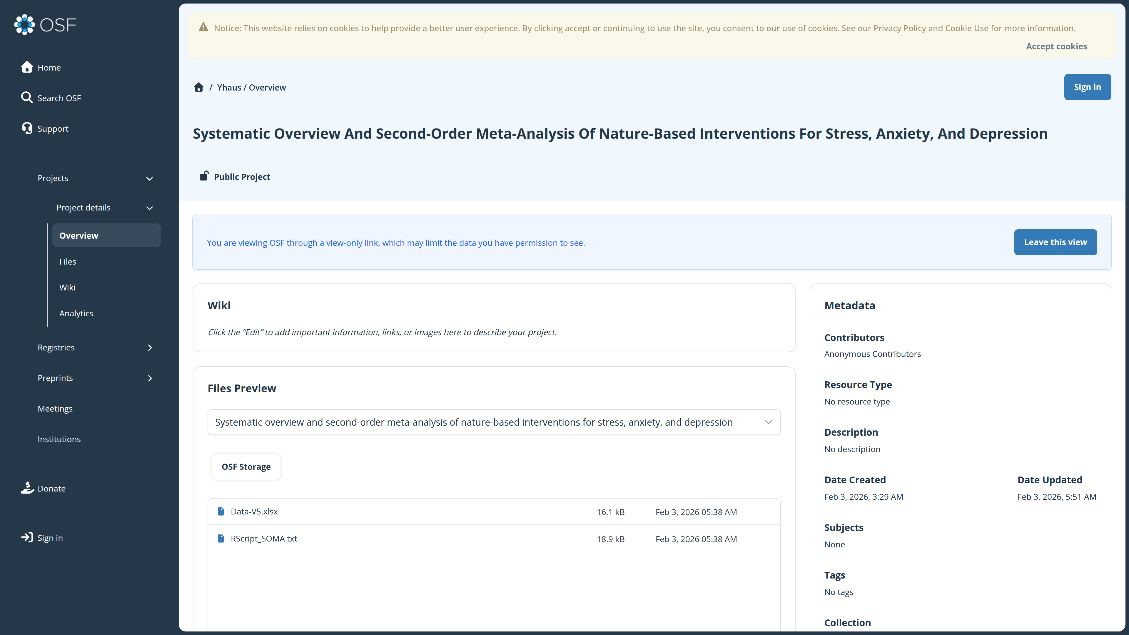 Systematic Overview And Second-Order Meta-Analysis Of Nature-Based Interventions For Stress, Anxiety, And Depression