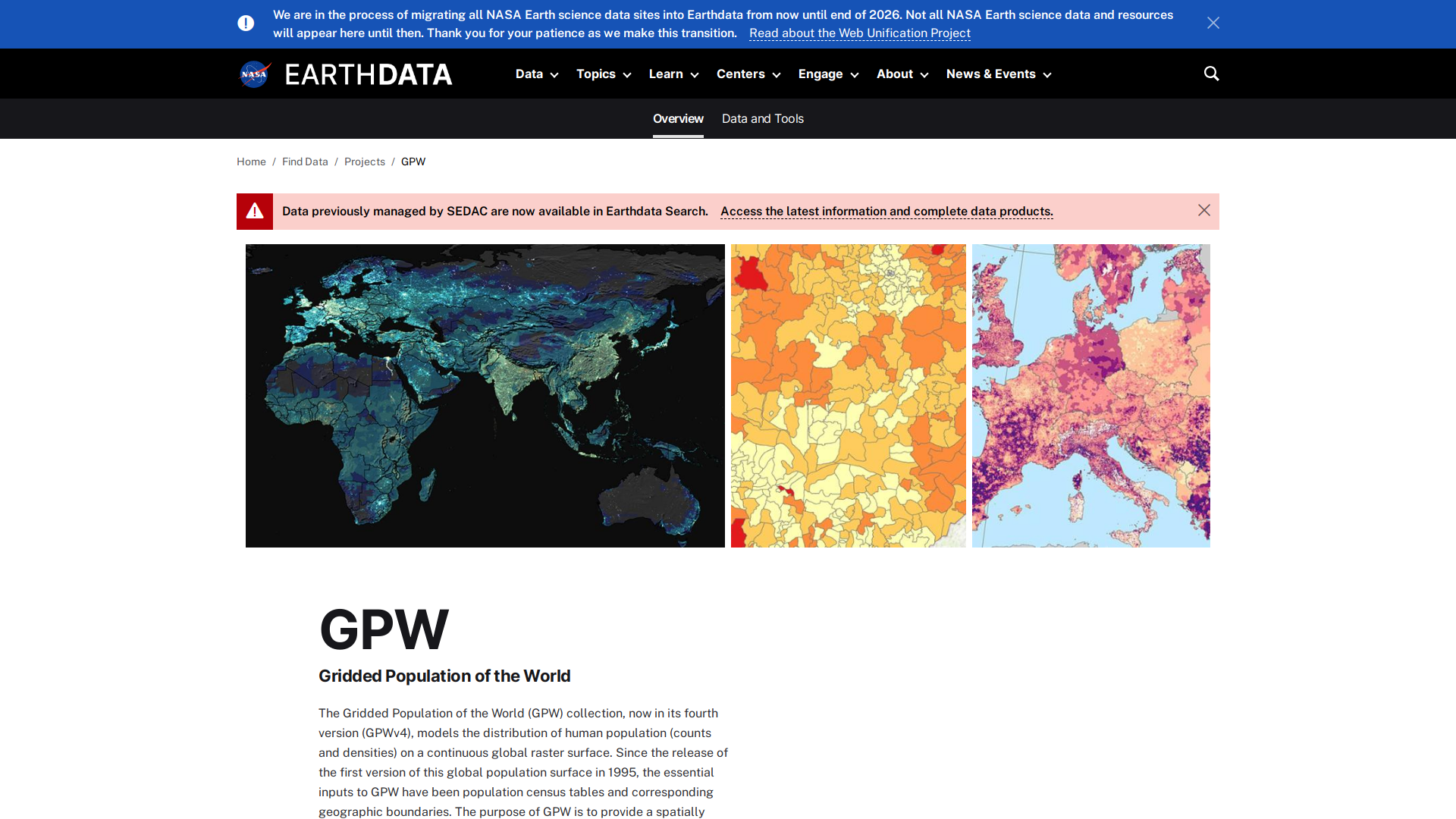 Gridded Population of the World (GPW)