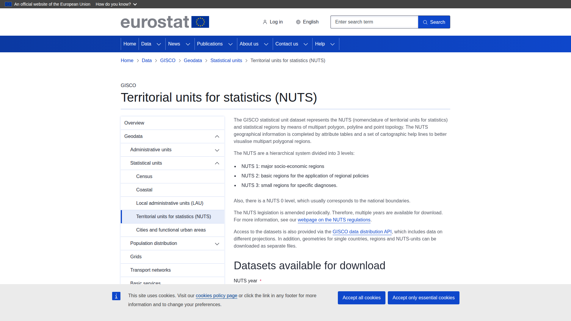 GISCO Territorial units for statistics (NUTS)